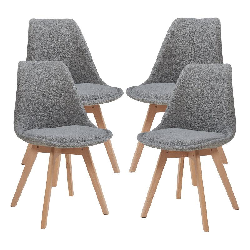 Helloshop26 - Lot de 4 chaises de salle à manger 82 x 49 x 54 cm moderne design robuste bouclé gris 03_0009823 - gris Bois massif 3000224886326_0