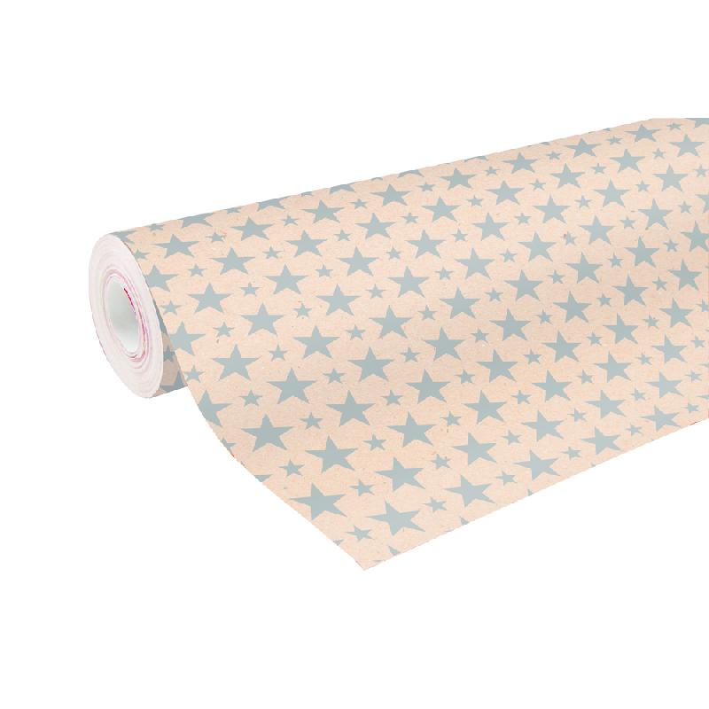 KRAFT BRUT 70G, RL 50X0,70M NOËL ÉTOILES ARGENT - A MOTIFS