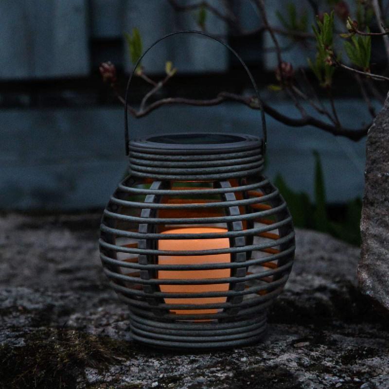 STAR TRADING LAMPE SOLAIRE MARRON LANTERN EN ROTIN AVEC LED