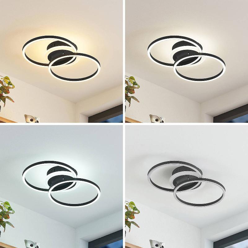 LINDBY PLAFONNIER LED FJARDO CCT ANNEAUX, NOIR