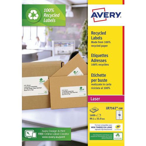 LOT DE 1600 ÉTIQUETTES LASER 991X 339 MM RECYCLEES - AVERY