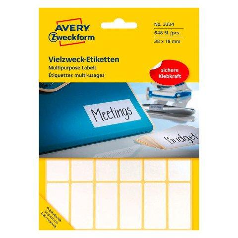 LOT DE 3 - ETIQUETTE MULTI-USAGE, 38 X 18 MM, BLANC