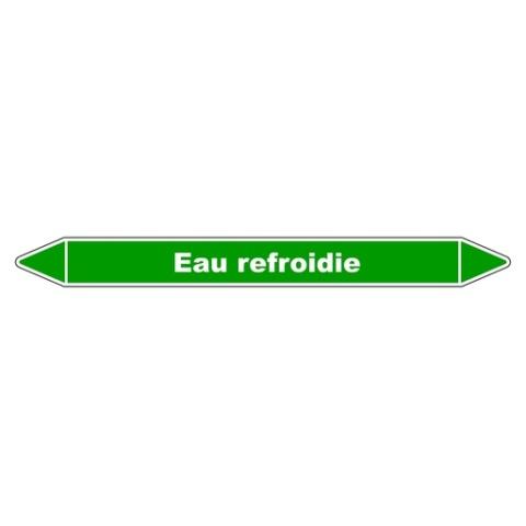 LOT DE 5 - MARQUEUR TUYAUTERIE - EAU REFROIDIE - VINYLE LAMINÉ - NFX 08-105 450 X 52 MM