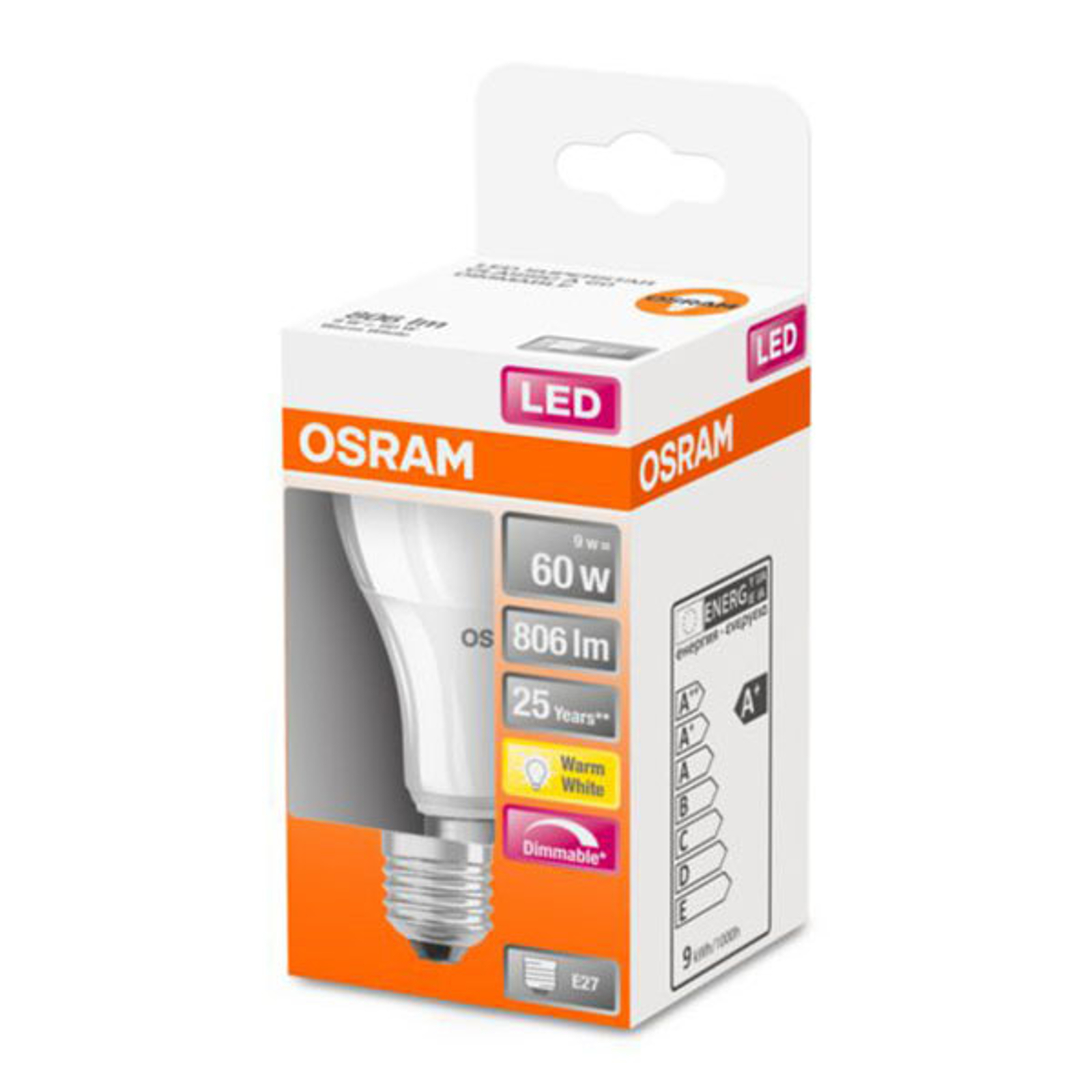 OSRAM AMPOULE LED E27 8,8 W 827 SUPERSTAR MATE DIM