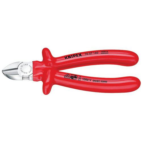 PINCE COUPANTE DE CÔTÉ 160MM - SURMOULÉ - ISOLÉE 1000V - CHROMÉE - KNIPEX