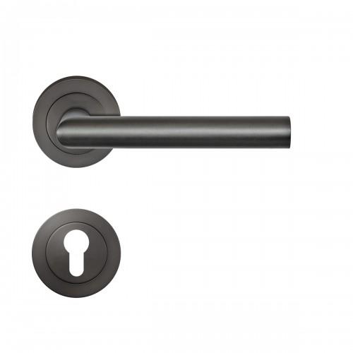 POIGNÉES DE PORTE SUR ROSACES RONDES SÉRIE ER 28 RHODOS - GRIS TITANIUM - CLÉ I KARCHER DESIGN