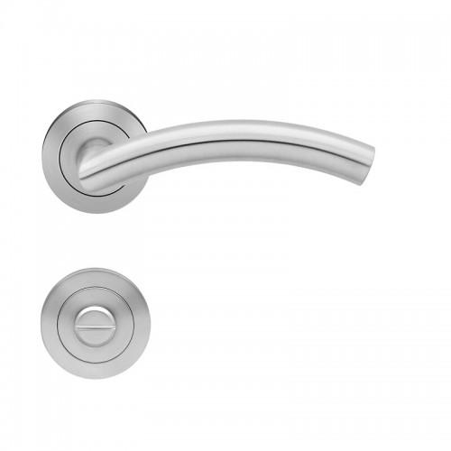 POIGNÉES DE PORTE SUR ROSACES RONDES SÉRIE ER 30 CORSE - INOX SATINÉ - CONDAMNATION KARCHER DESIGN
