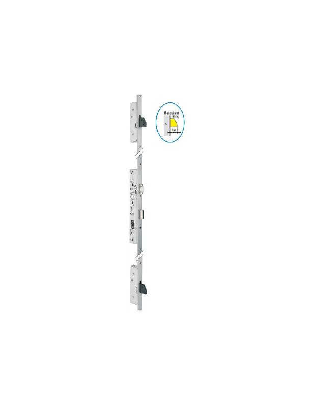 SERRURE 3 POINTS TF3 PÊNE DORMANT À ROULEAU 41MM TÊTIÈRE EN U 24X6 - STREMLER - 6374.41.0A