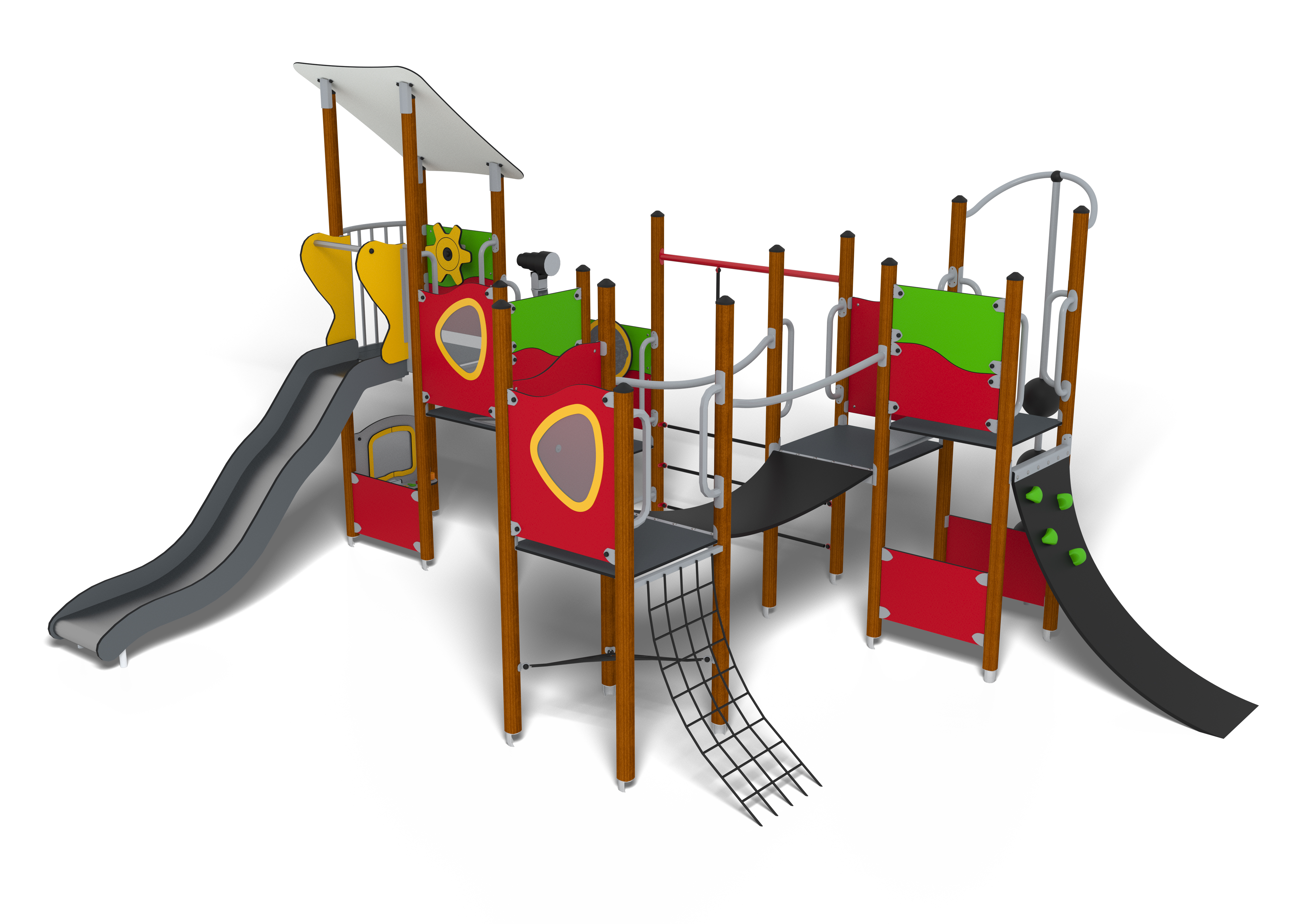 Structure multi-jeux Hags - 3 à 5 ans - Zone de sécurité 7000 mm de largeur - 43 m² - Hauteur de chute 1300 mm_0