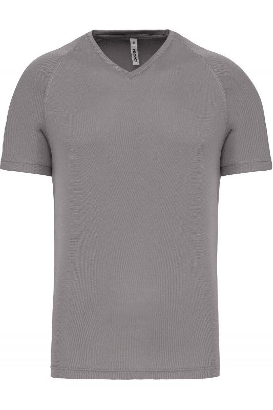 T-shirt de sport manches courtes col v homme Fine Grey 3XL 100% Polyester - XXXL 3663639081696_0