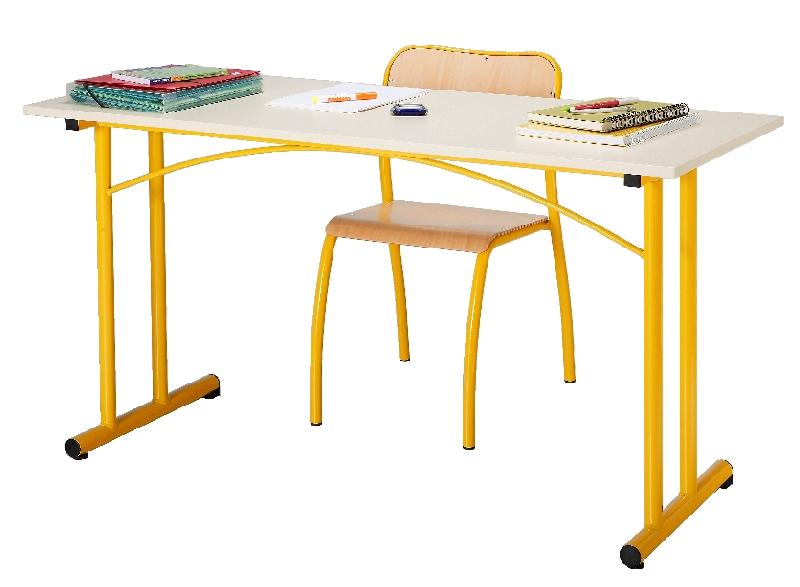TABLE UNIVERSITÉ II 140 X 60 CM - CHANTS ALAISÉS - PIÉTEMENT GRIS - MANUTAN COLLECTIVITÉS