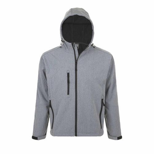 VESTE HOMME ZIPPÉE SOFTSHELL À CAPUCHE EN POLYESTER GRIS CHINÉ