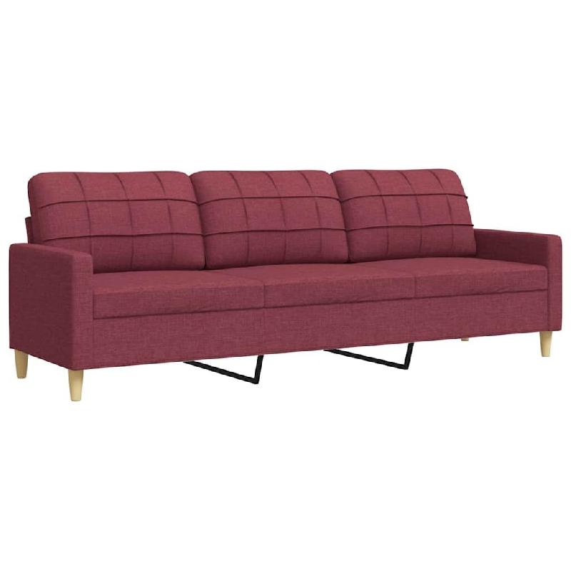 VidaXL Canapé à 3 places Rouge bordeaux 210 cm Tissu Modèle Quervelor - 4007420_0