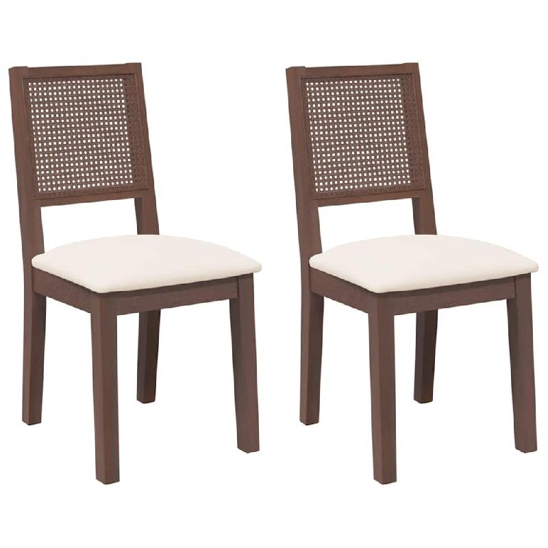 VidaXL Chaises à manger coussins 2 pcs marron bois massif caoutchouc Modèle Vega Executive Prime - 4102476_0