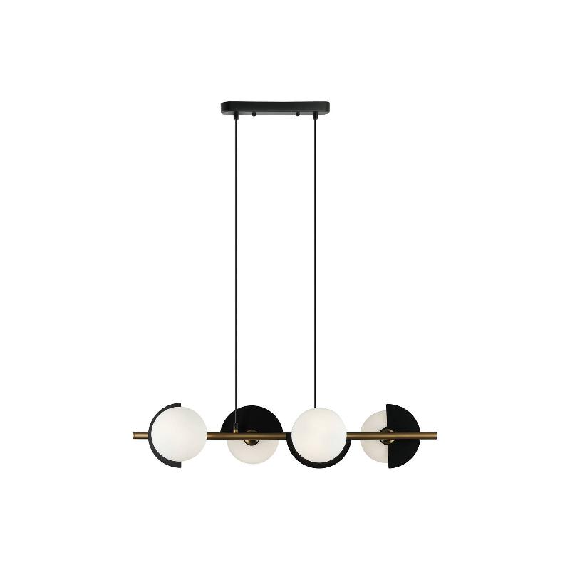 VIOKEF SUSPENSION DARCY, NOIR/BRONZE, À 4 LAMPES