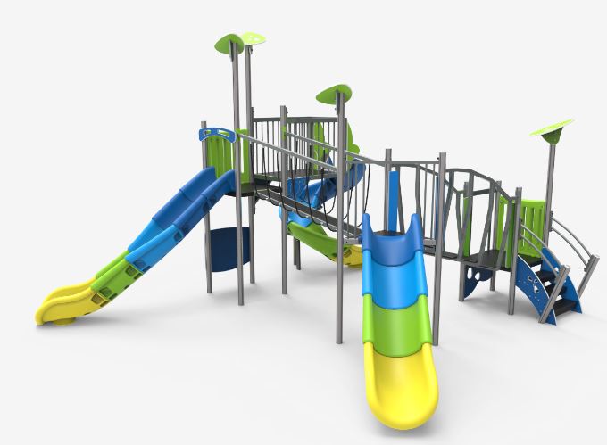 Aire de jeux alu 5 - jalu05 - structure aluminium durable avec toboggans fantaisie et éléments inclus_0