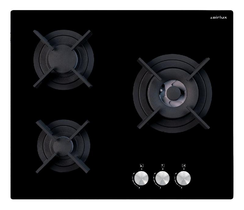 AIRLUX Table De Cuisson Gaz 60cm 3 Feux 6150w Noir av635hbk - noir 8033945389703_0