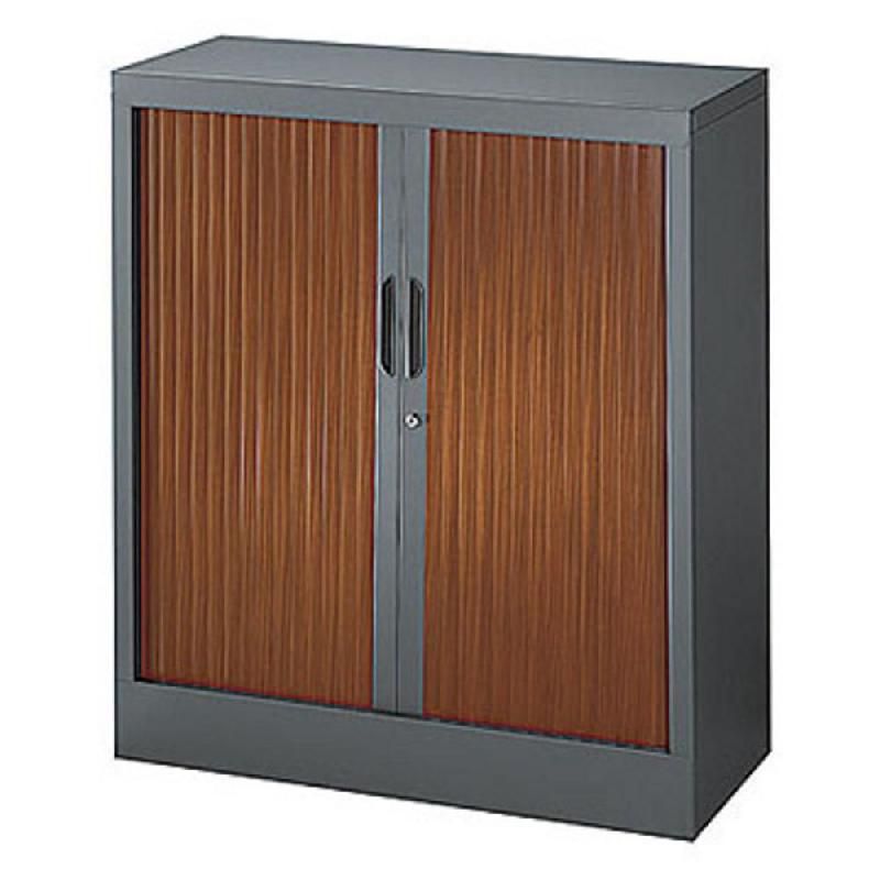 ARMOIRE MÉTAL CLASSTOUT CLASSIQUE - A RIDEAUX - L. 90 - H. 100 CM - CORPS ANTHRACITE  - RIDEAUX POIRIER