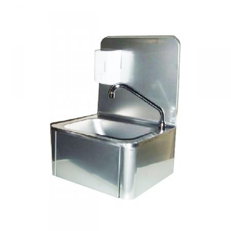 Bac de lavage mural en inox - commande fémorale et mélangeur eau chaude/froide avec temporisation_0