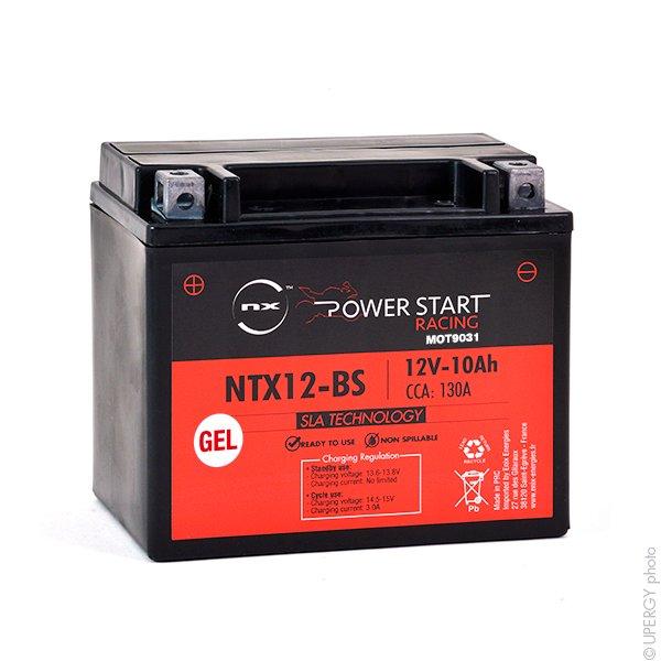 Batterie moto Gel 12V 10Ah - YTX12-BS / FTX12-BS / NTX12-BS - NX Power Start - Haute performance et sans entretien_0