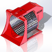 Godets cribleurs BAV RS6 Crusher - pour pelles de 6 à 9 tonnes - Diamètre tambour 900mm - Poids 600kg_0