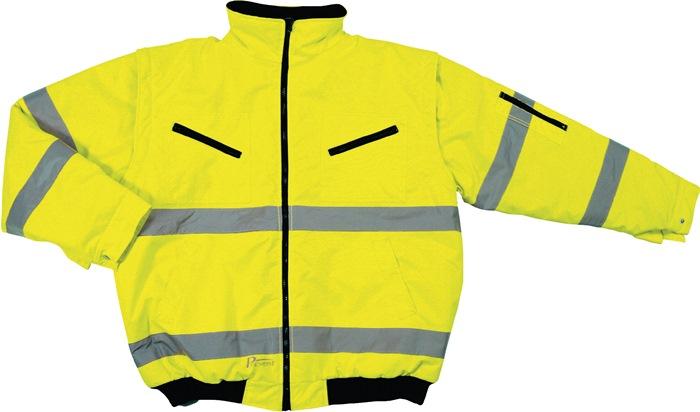 Blouson aviateur de signalisation PREVENT - taille XXL jaune - 100 % polyester - manches amovibles - capuche intégrée_0