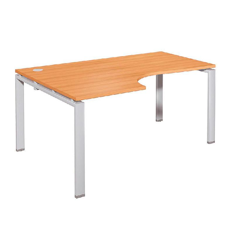 BUREAU COMPACT RETOUR A GAUCHE E-LINK - L. 160 X P. 110 CM - PLATEAU HETRE - 4 PIEDS ALUMINIUM