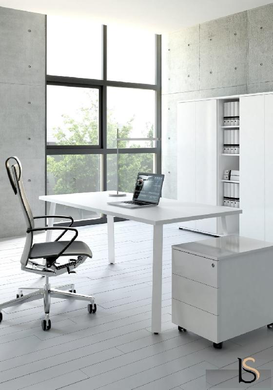 Bureau individuel Ogi A - MDD - Blanc 9010, Blanc, 140 x 60 cm_0