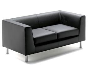 Canapé 2 places - Imido - cuir noir - piètement époxy aluminium - pour l'accueil_0