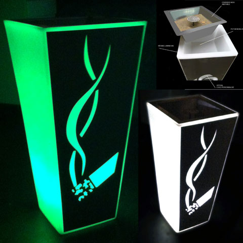 Cendrier lumineux LED - Multicolore RGB - Polyéthylène - Dimensions 41x41x80cm_0
