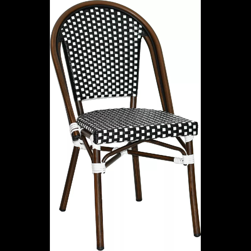 Chaise de restaurant CHATILLON - aluminium rotin tressage nylon - extérieur empilable_0