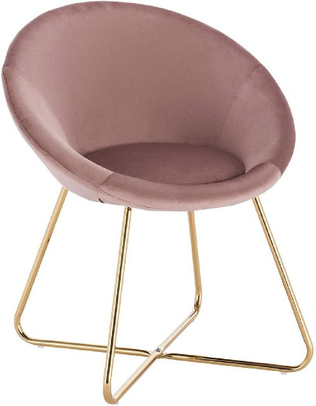 Chaise de cuisine en velours rose - pieds en métal - design moderne - 19_0000115_0