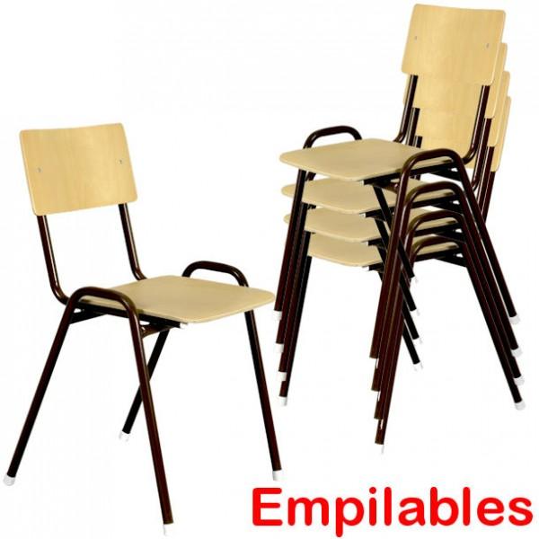Chaise en bois empilable Rolléco - dossier empilable, solide et pratique_0