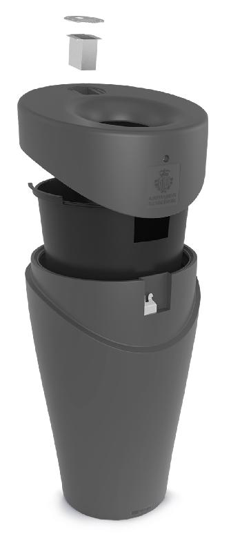 Corbeille publique en plastique 120 litres - recyclable avec cendrier et seau amovible_0