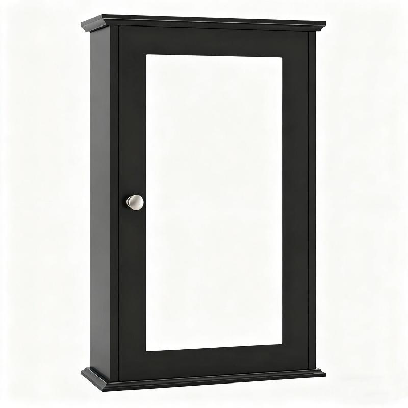 COSTWAY Armoire de toilette, miroir de salle de bain 34 x 15 x 53 cm (noir) - noir NM0255PW_0