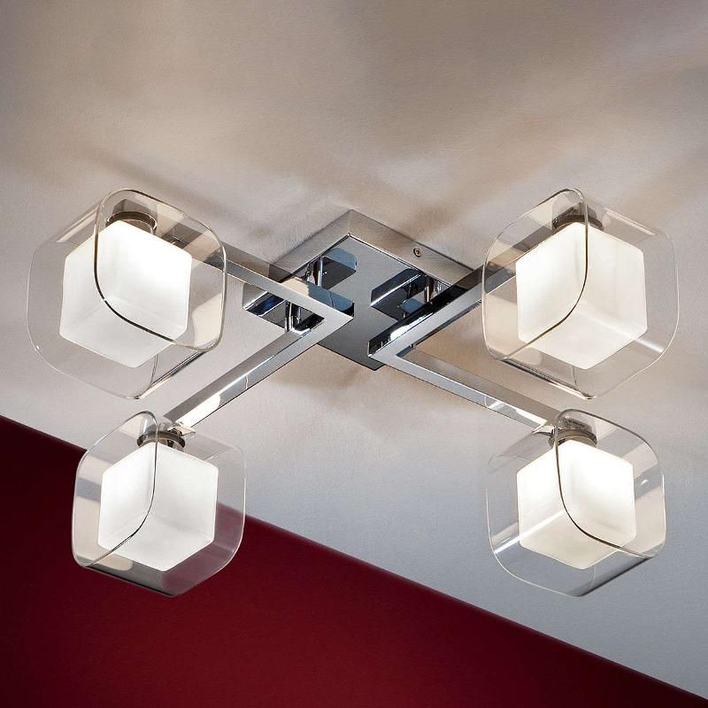 SCHULLER VALENCIA CUBE - PLAFONNIER LED AVEC 4 ABAT-JOUR DOUBLES