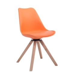 Décoshop26 - Chaise de salle à manger x1 chaise visiteur assise pivotant à 360° en PVC et plastique orange piètement en bois carré 10_0003469 -_0