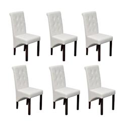 Décoshop26 - Lot de 6 chaises de salle à manger cuisine capitonné design classique en synthétique blanc CDS022167 - blanc 3000024481530_0