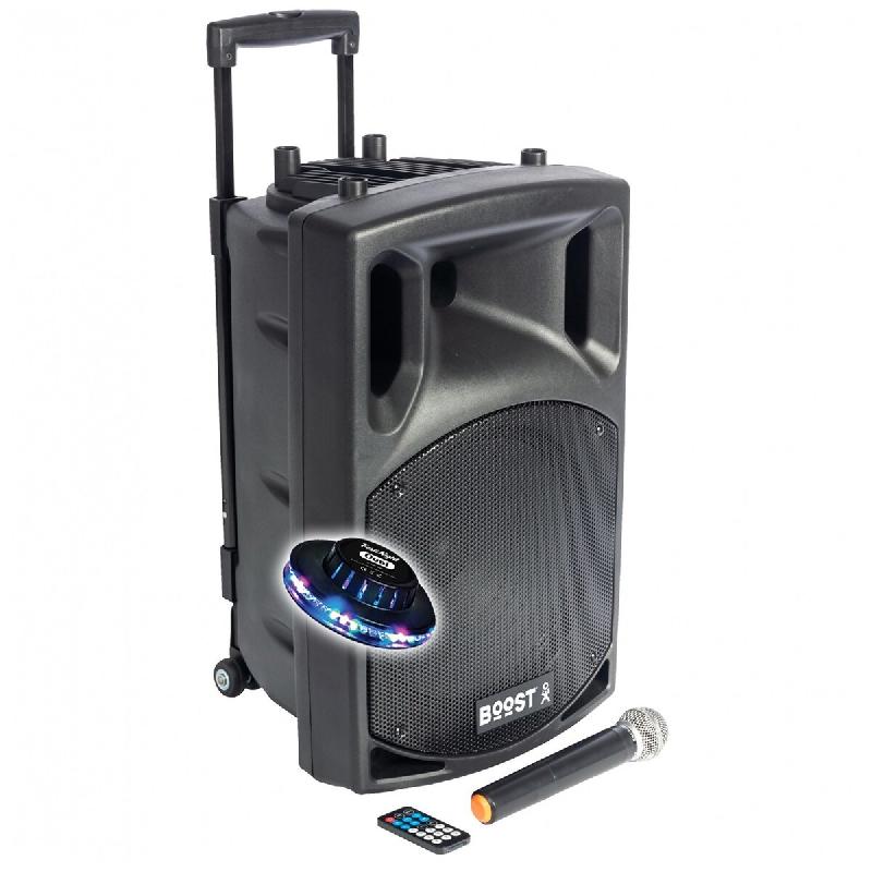 Enceinte active boost150vhf-bt portable autonome - 800w -1 5/38cm avec usb-mp3, rec, vox, bluetooth, 1 micro vhf, lumière ovni - 3666638042460_0