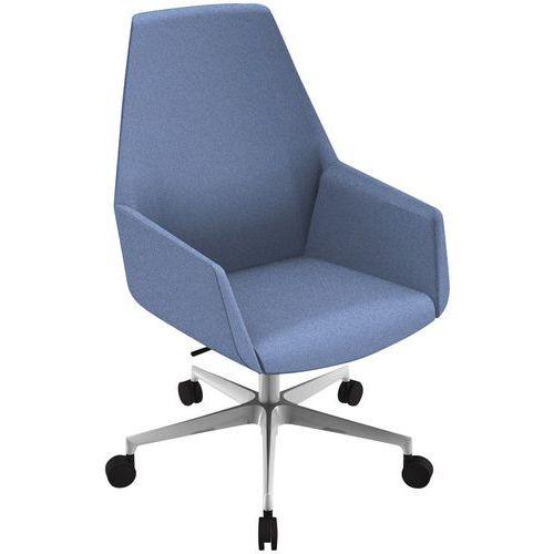FAUTEUIL DUNE DOSSIER HAUT PIED ALU TISSU M1BLEU B01/020 - QUADRIFOGLIO