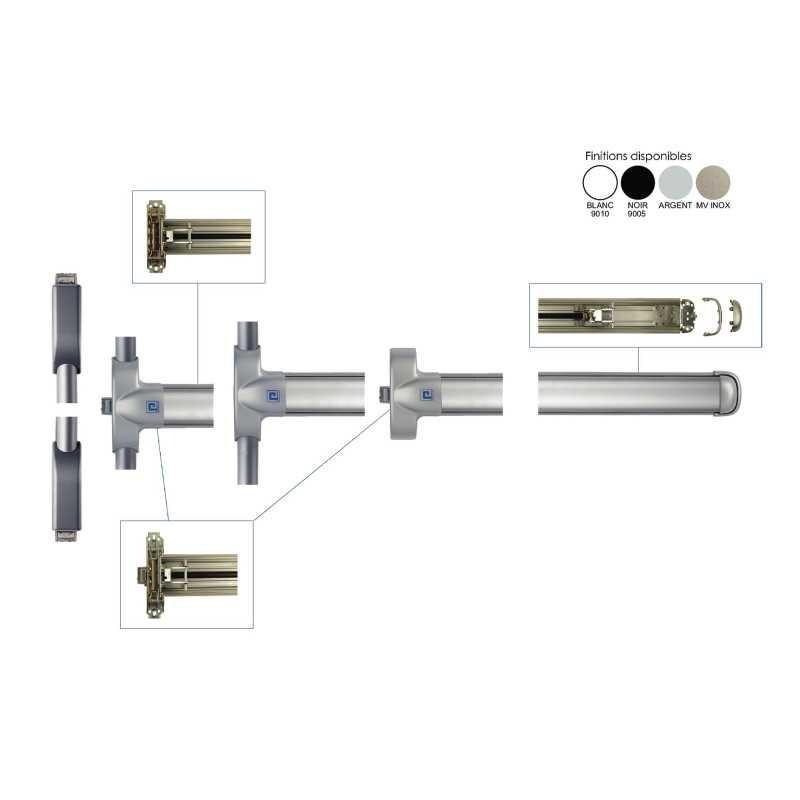 Fermeture antipanique PUSH EVAK acier INOX 304 noir RAL9005 830 mm HERACLES - noir acier 748549_0