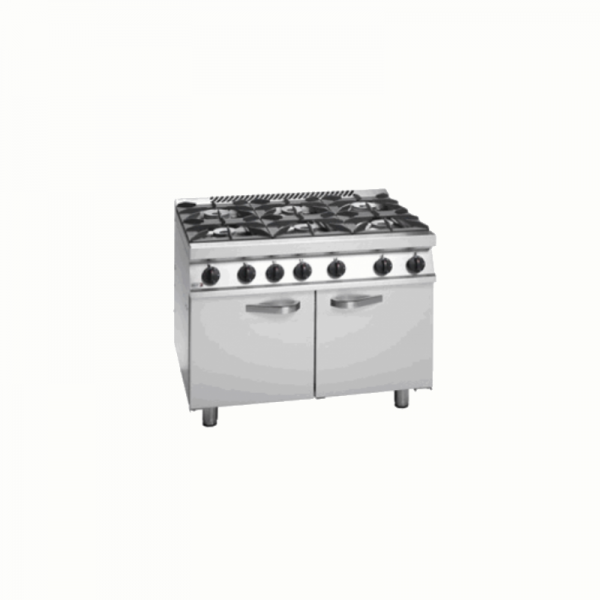 Fourneau au gaz 6 feux FAGOR CGB7-61-NG avec four traiteur à chaleur statique - Série 700 en inox AISI 304_0