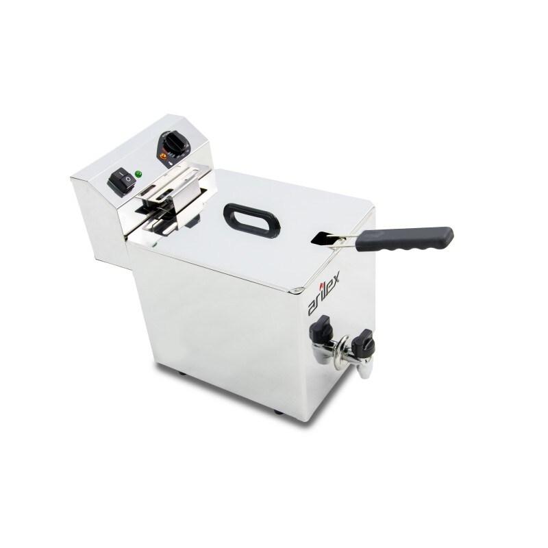 Friteuse électrique EVOLUTION avec robinet, capacité de 10 litres, puissance monophasée de 3,5 kW, avec contacteur EVO10G, de Arilex - GEVO10G_0