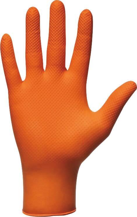 Gants jetables ambidextres nitrile orange 240mm - 0,26mm - Classe III - Taille XXL (11) - Boîte de 50 pcs - Réf. 65151_0