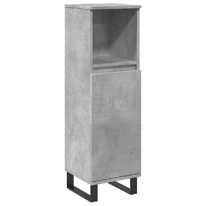 Helloshop26 - Armoire de salle de bain style industriel rangement pratique 30 x 30 x 100 cm en bois gris béton 02_0051090 - gris Bois massif 30002367_0