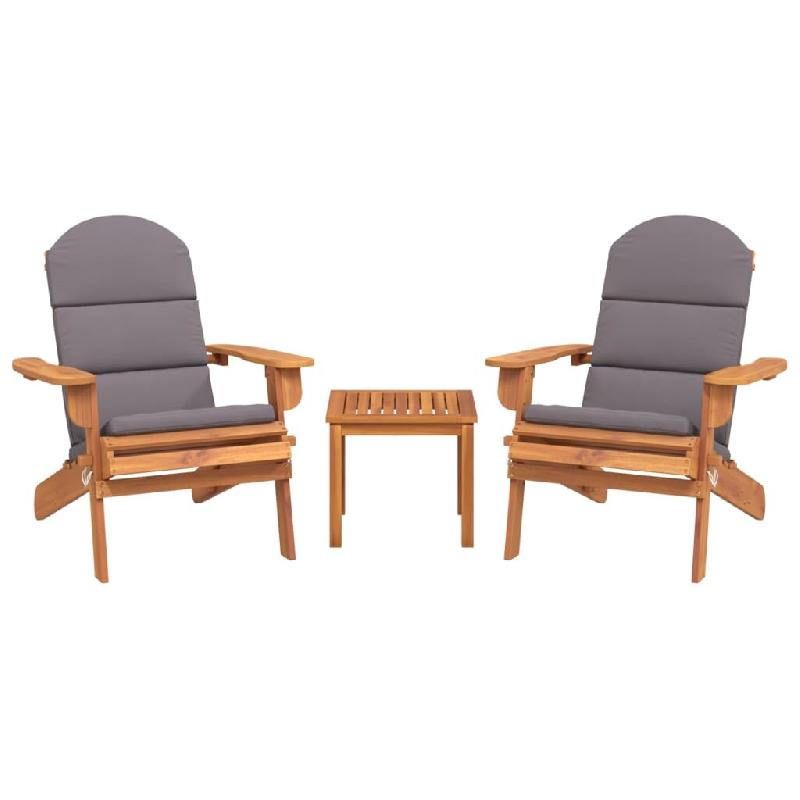 Helloshop26 - Ensemble de Salon de jardin meuble d'extérieur ensemble de mobilier adirondack 3 pièces bois acacia solide 02_0014210 - gris Bois mass_0