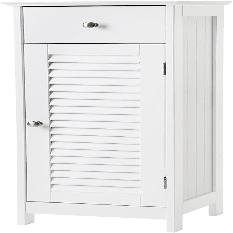Helloshop26 - Meuble de salle de bain sur pied rangement armoire d'angle 1 tiroir MDF blanc 12_0000721 - blanc Bois manufacturé 3000107298987_0