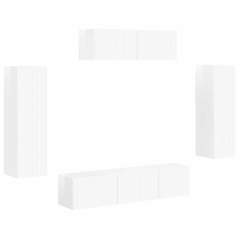 Helloshop26 - Meuble TV mural modulable contemporain agencement flexible 100 x 31 x 29,5 cm en bois blanc brillant 02_0056212 - blanc Bois massif 3000_0