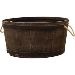 Jardinière ronde en polyéthylène imitation tonneau Mambo 67 x 32.5 cm Roto - marron 3831116141977_0