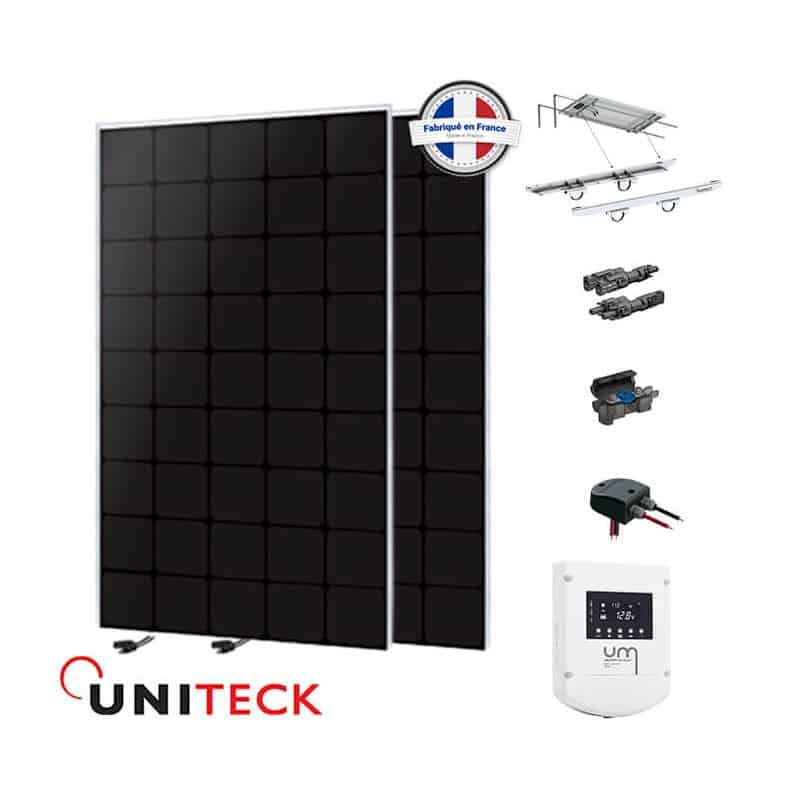 Kit solaire bateau Uniteck 400W 12V MPPT - Installation photovoltaïque puissante avec panneaux monocristallins et régulateur_0